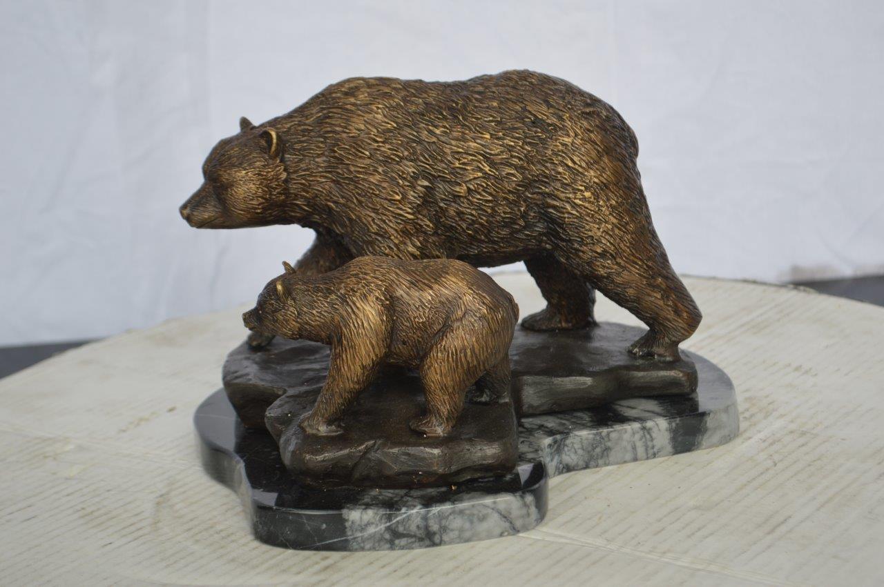 Mother and A Baby Bear Bronze Statue - Size: 11"L x 8"W x 6"H.