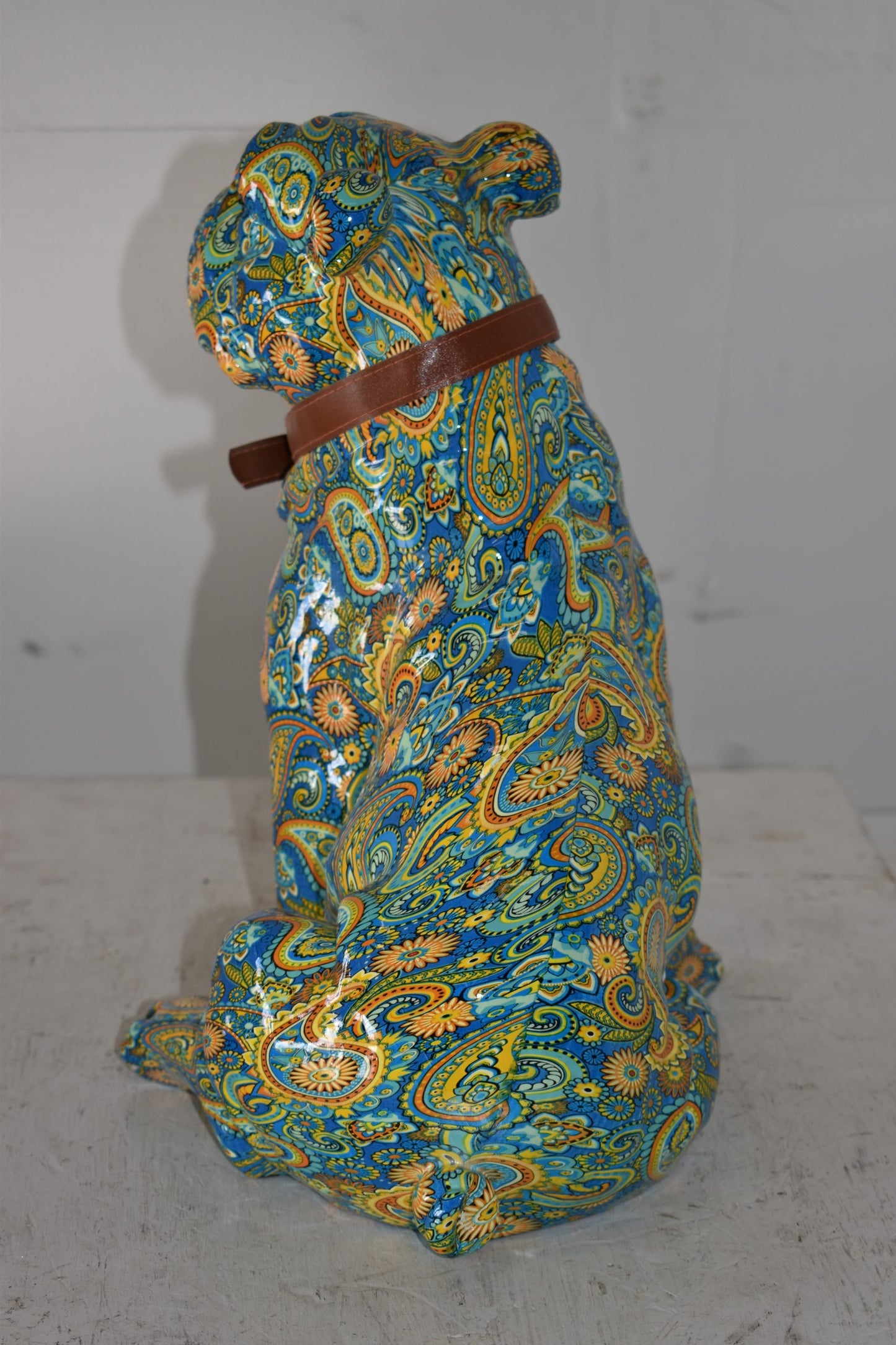 Modern Graffiti Bulldog Statue Made of Resin Size: 13" x 11" x 15"H