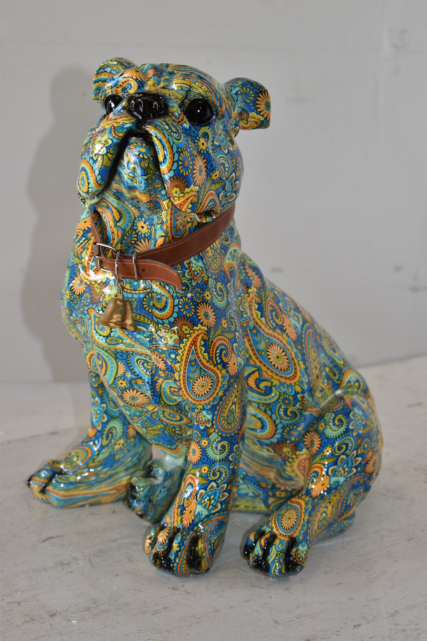 Modern Graffiti Bulldog Statue Made of Resin Size: 13" x 11" x 15"H