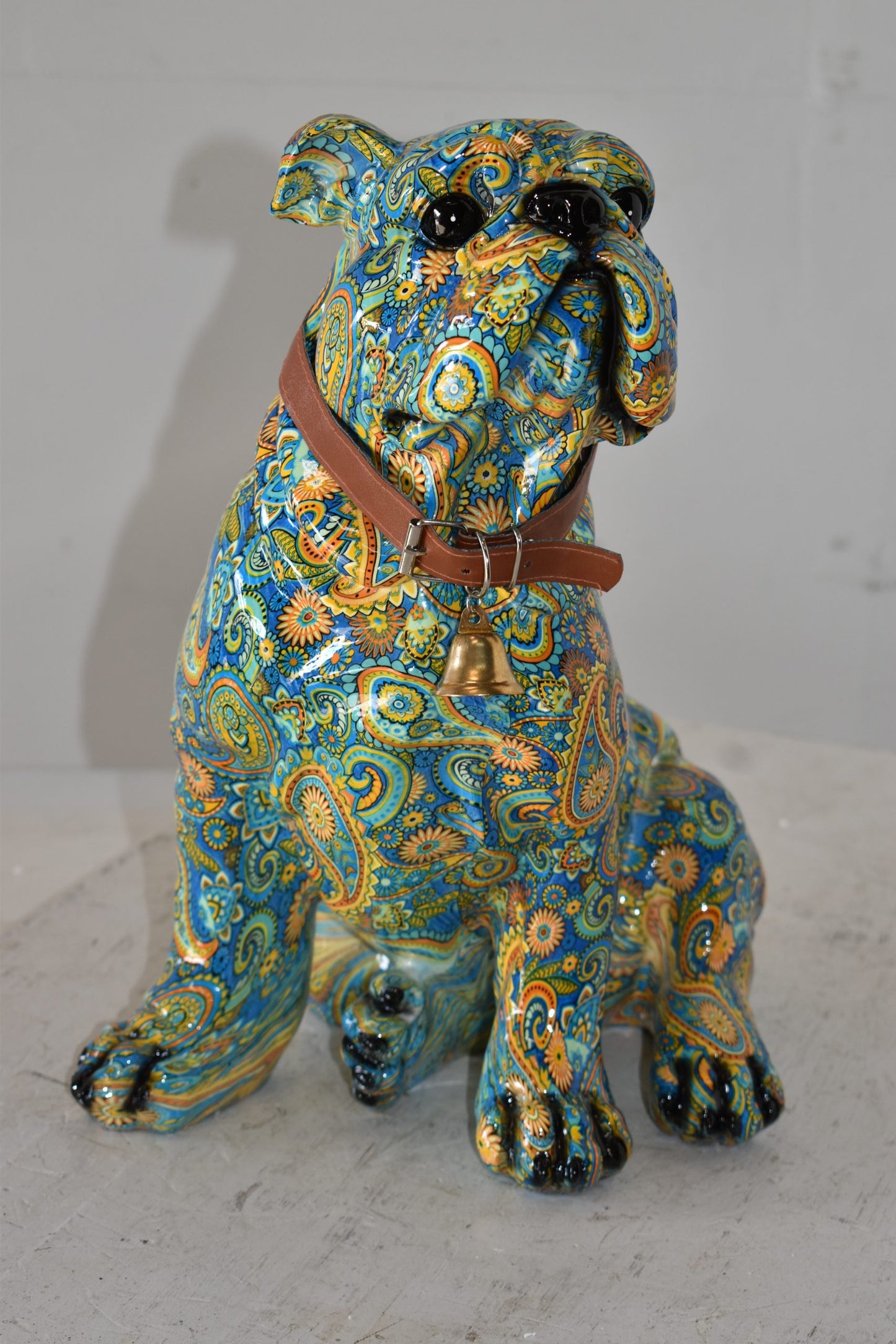 Modern Graffiti Bulldog Statue Made of Resin Size: 13" x 11" x 15"H