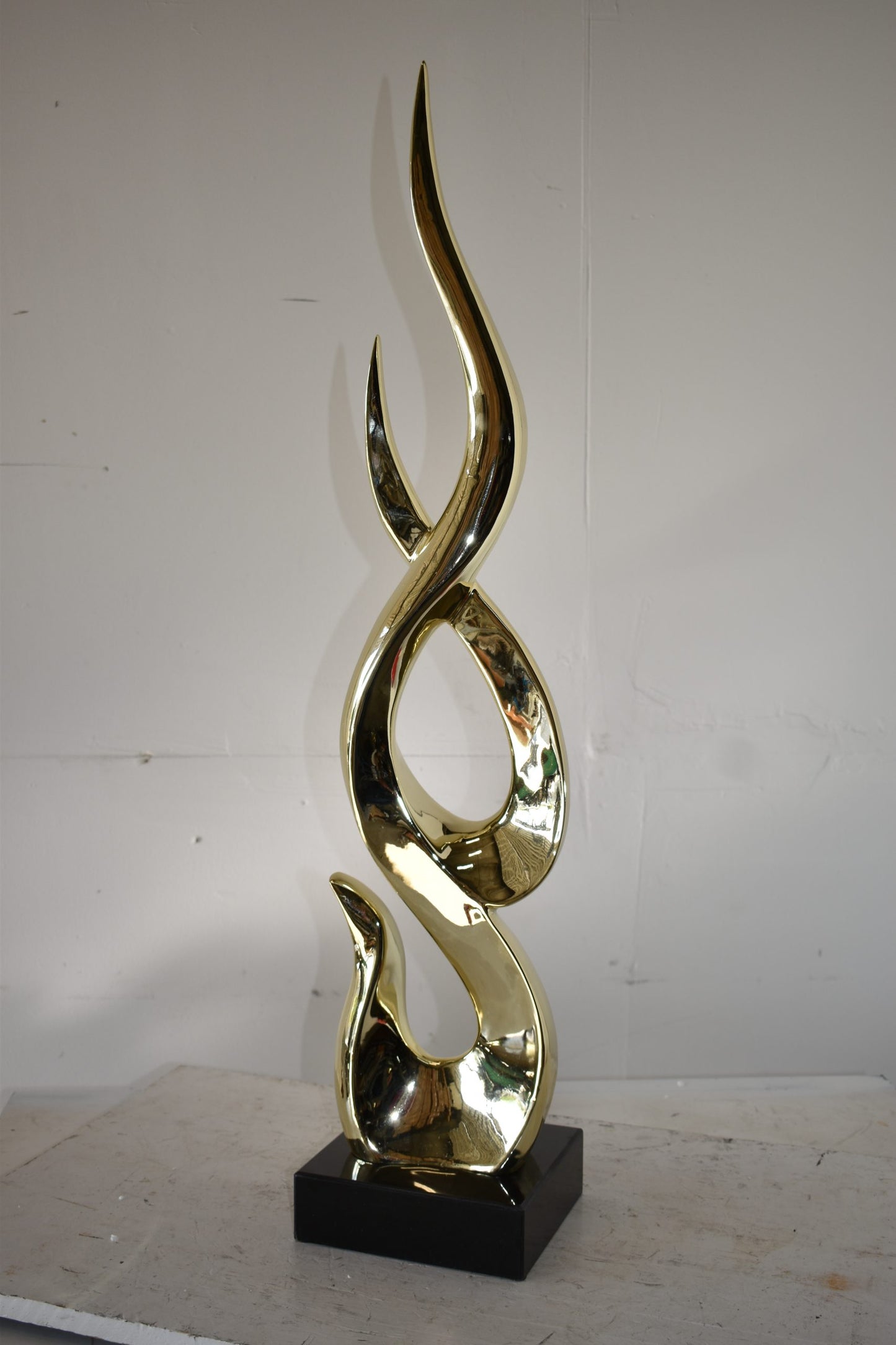 Gold Large Fire Abstract Made of Resin Size: 9" x 7" x 38"H