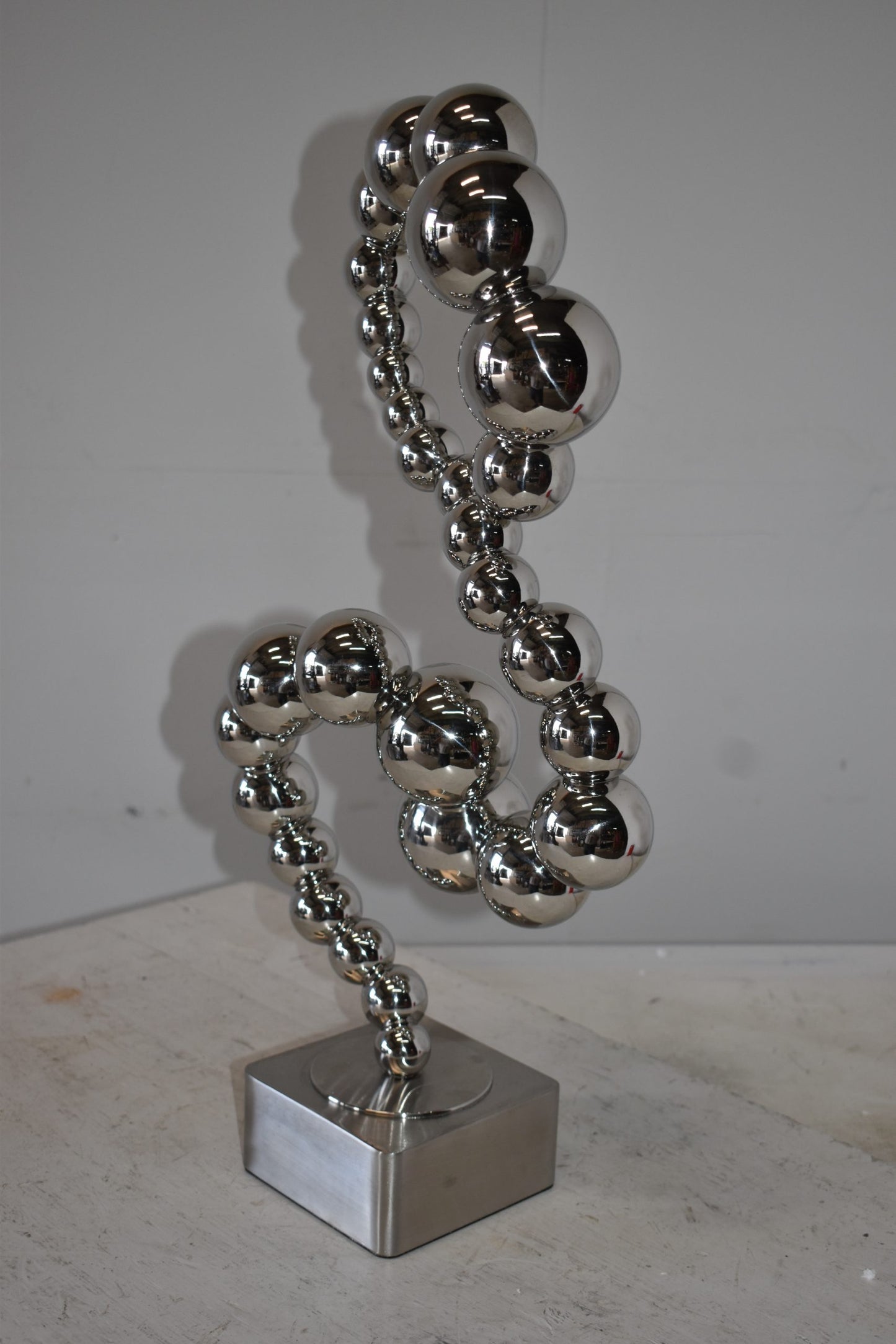 Modern Art Abstract Made of Shiny Metal Chrome Balls Size: 10" x 7" x 24"H