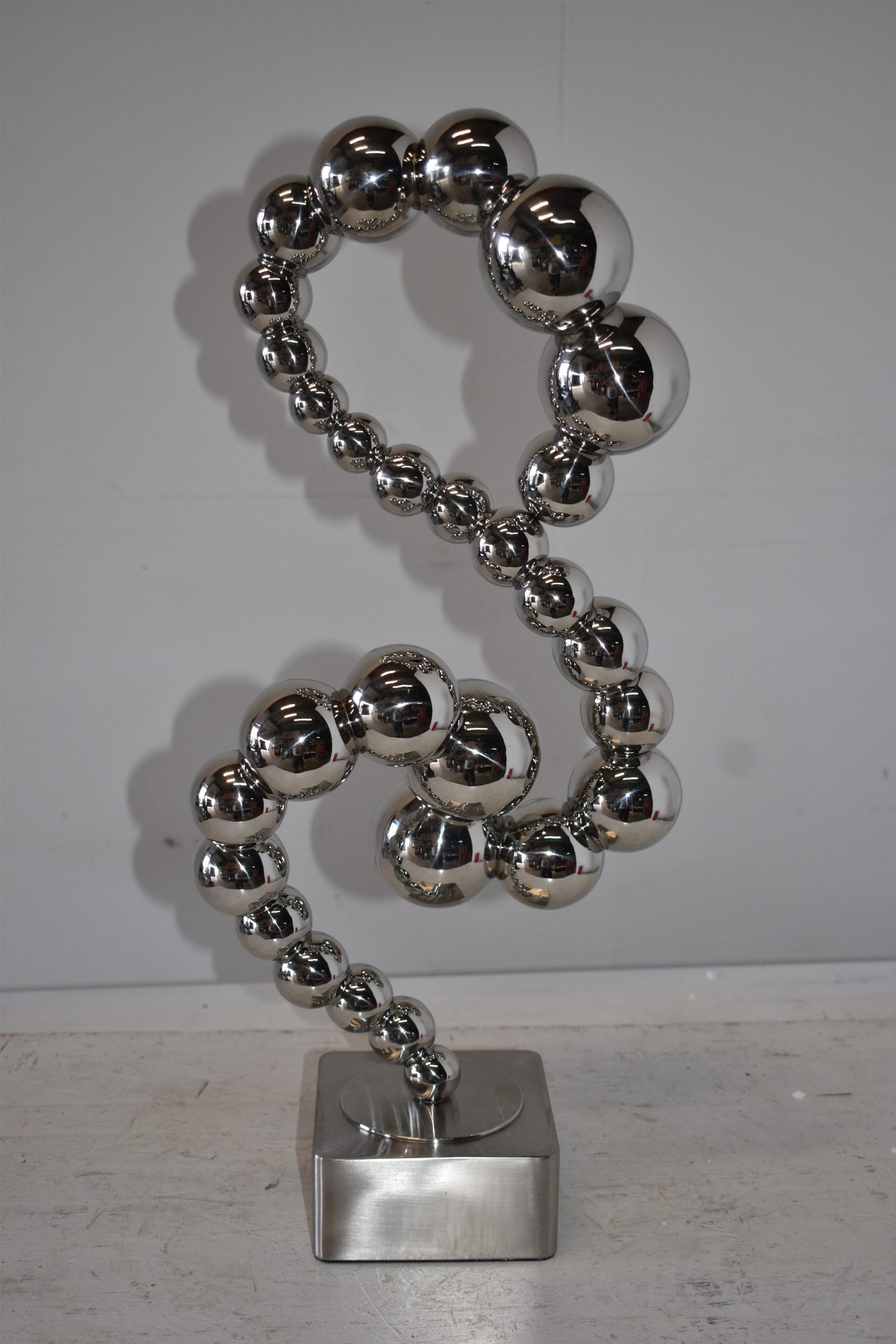 Modern Art Abstract Made of Shiny Metal Chrome Balls Size: 10" x 7" x 24"H