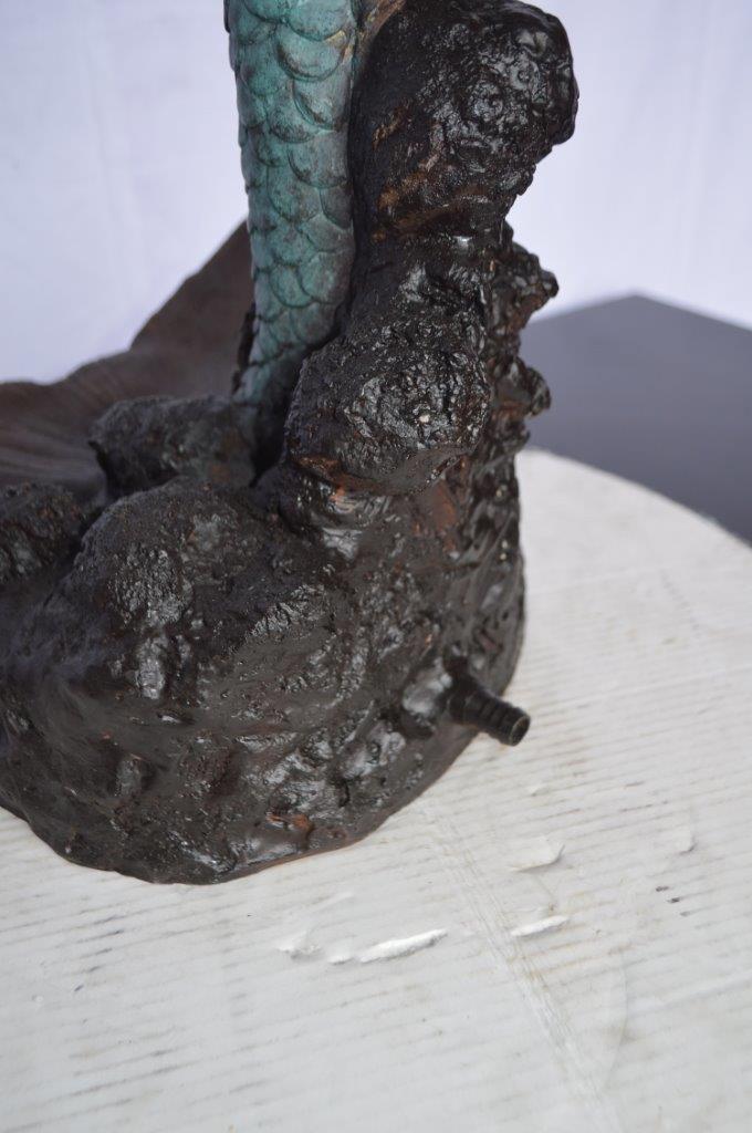 Mermaid Holding a Shell Bronze Fountain - Size: 18"L x 19"W x 46"H.