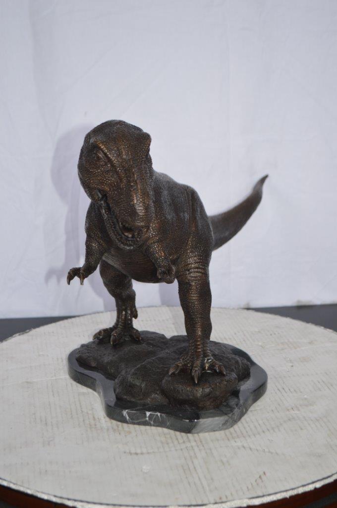 Tyrannosaurus Rex Dinosaur Bronze Statue -  Size: 31"L x 12"W x 15"H.
