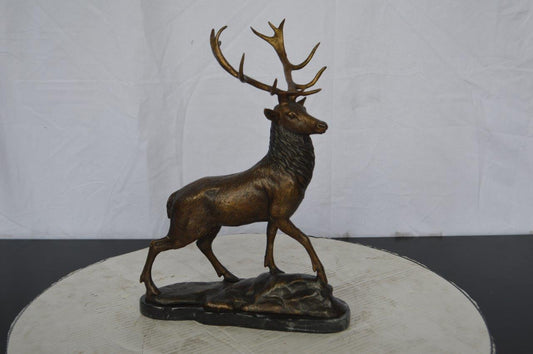 Elk Bronze Statue - Size: 6"L x 12"W x 15"H.