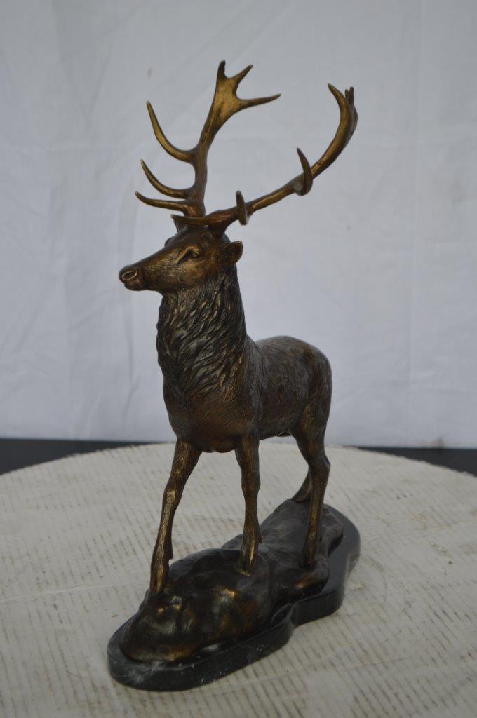 Elk Bronze Statue - Size: 6"L x 12"W x 15"H.