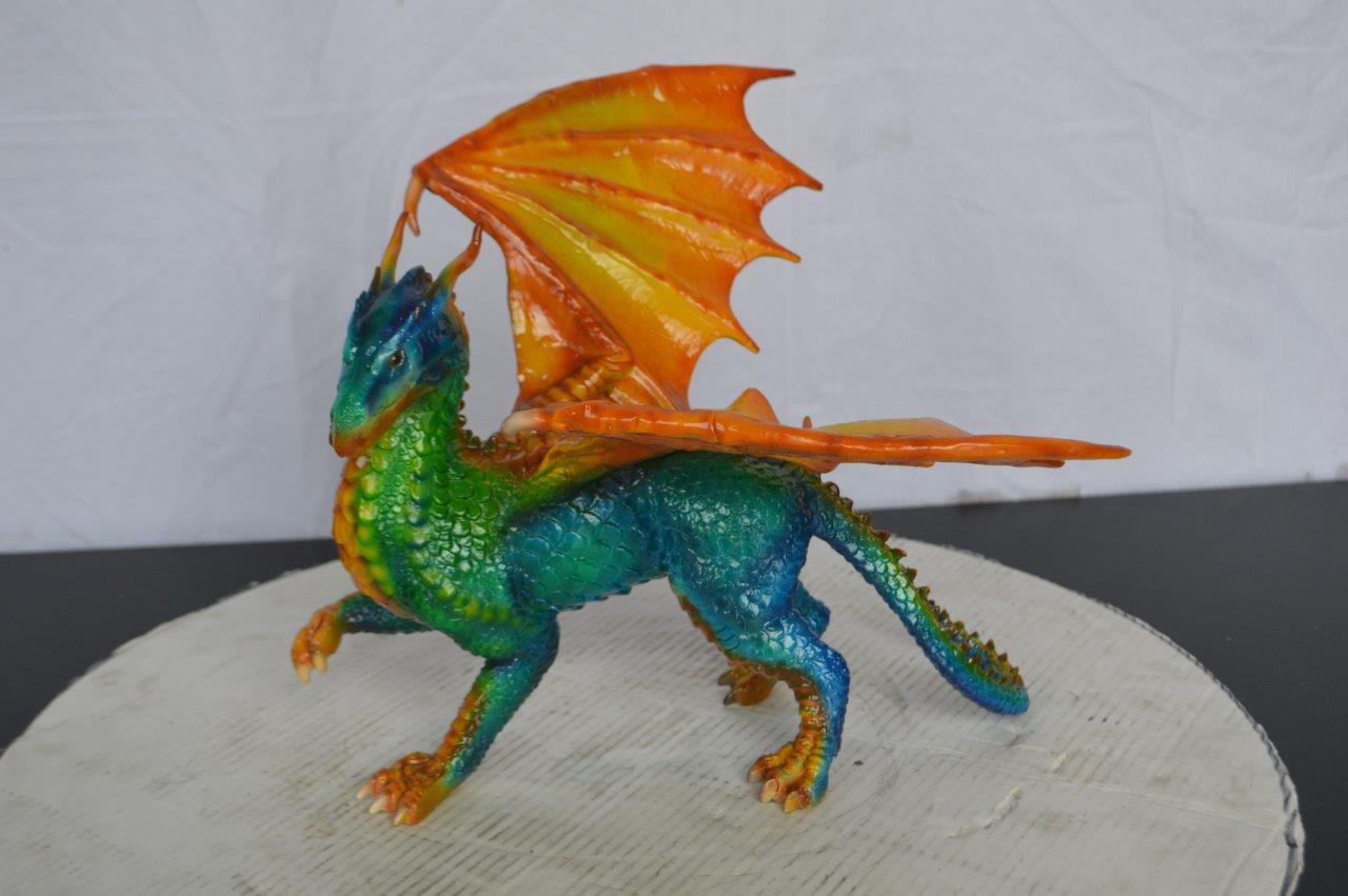 Painted Dragon Bronze Statue - Size: 16"L x 15"W x 12"H.