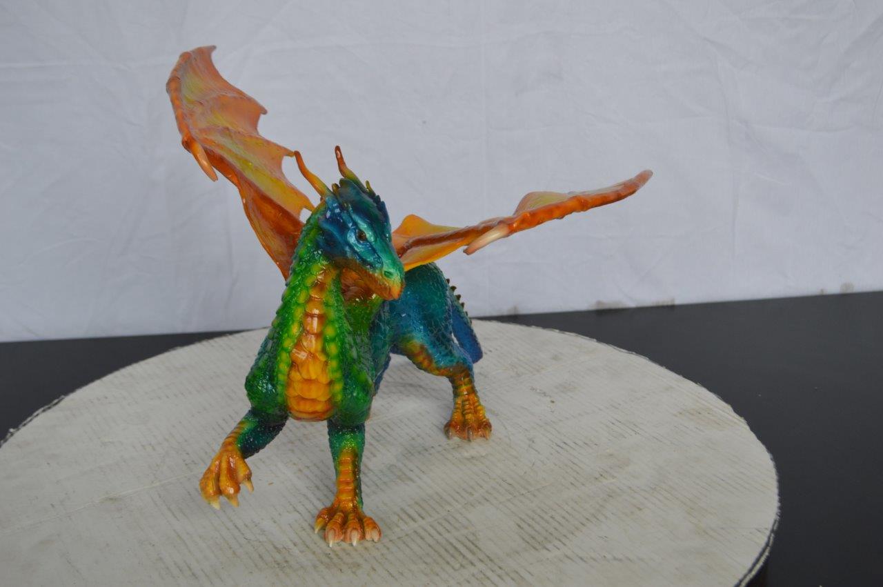 Painted Dragon Bronze Statue - Size: 16"L x 15"W x 12"H.