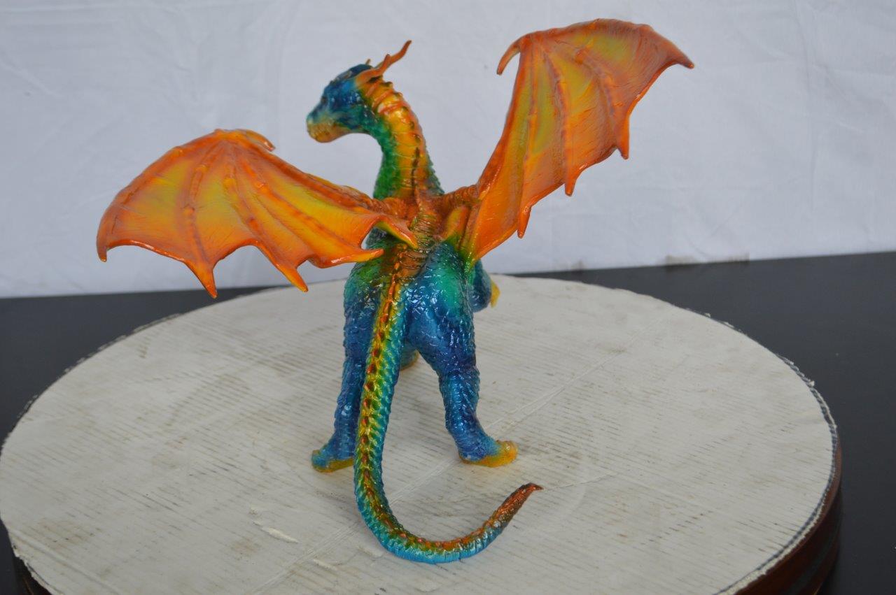 Painted Dragon Bronze Statue - Size: 16"L x 15"W x 12"H.