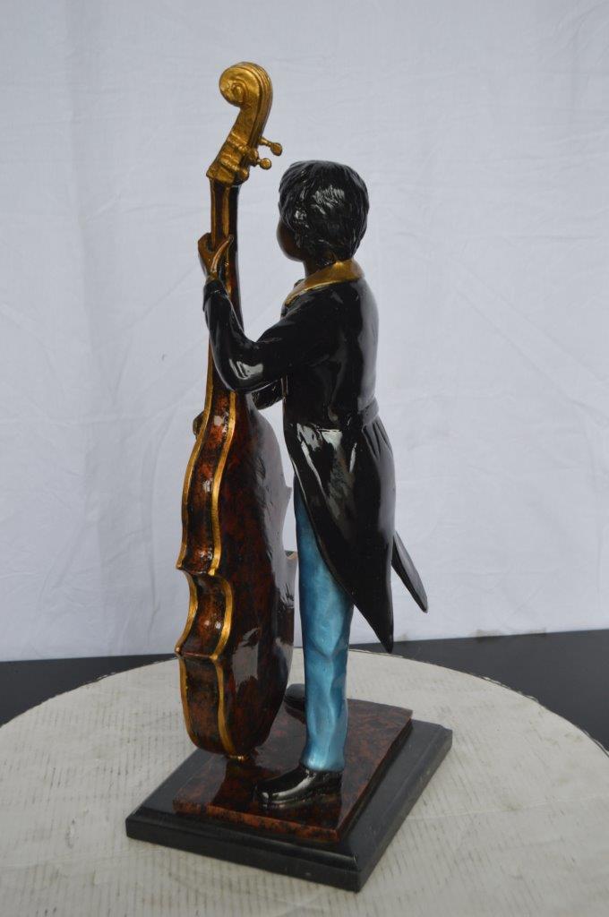 Musician Playing His Cello Bronze Statue - Size: 8"L x 10"W x 23"H.
