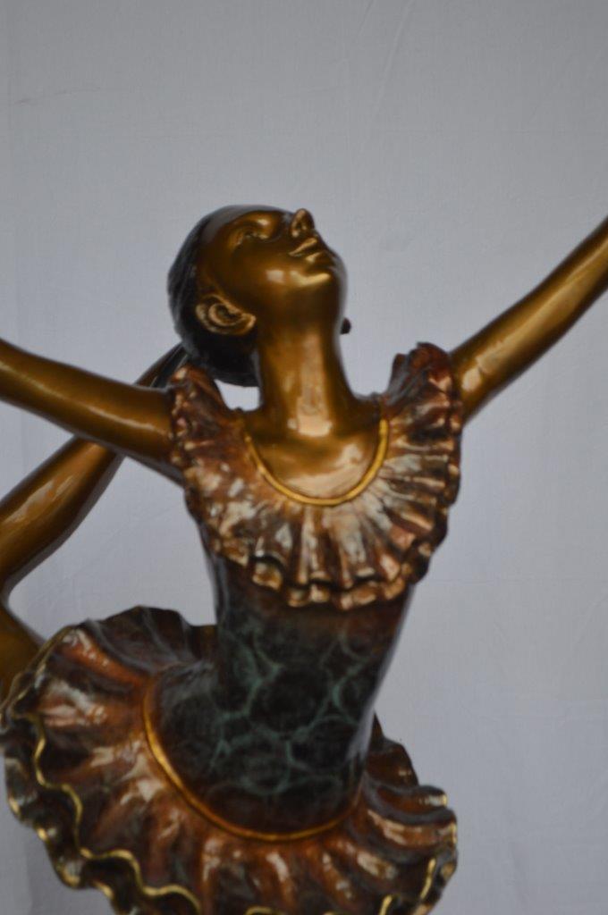 Ballet Dancer Dancing on one Leg Bronze Statue - Size: 35"L x 14"W x 47"H.