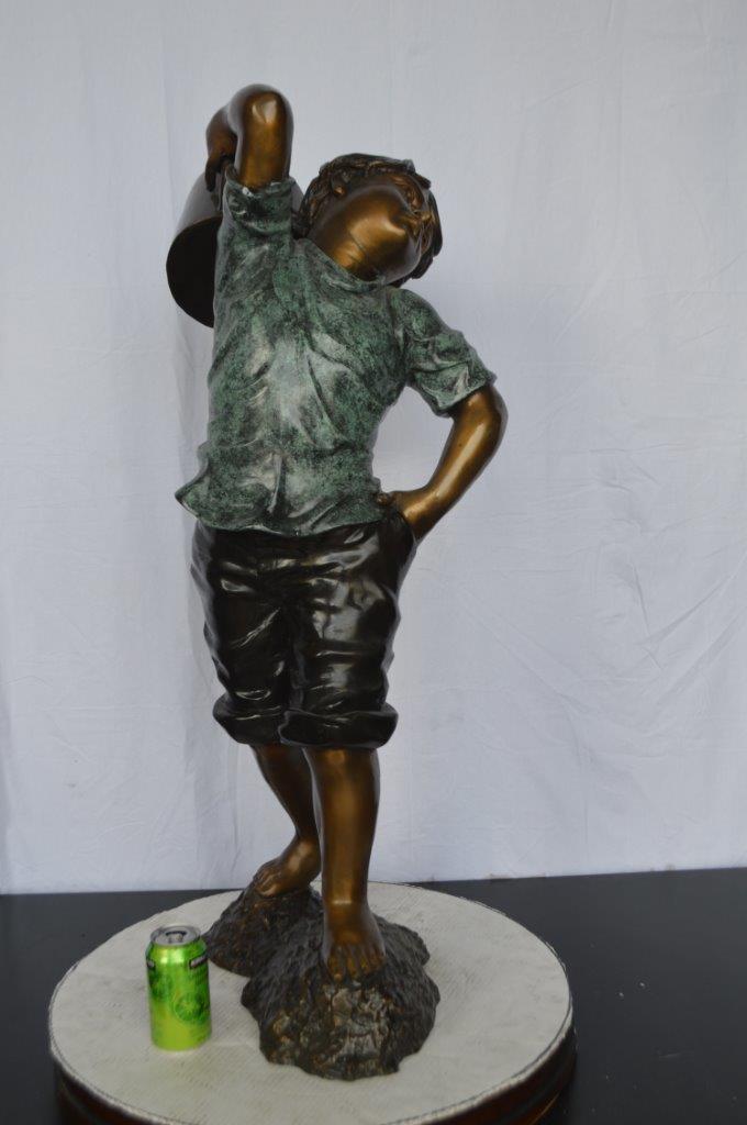 Young Boy Holding a Watering Can Bronze Fountain -  Size: 25"L x 17"W x 41"H.
