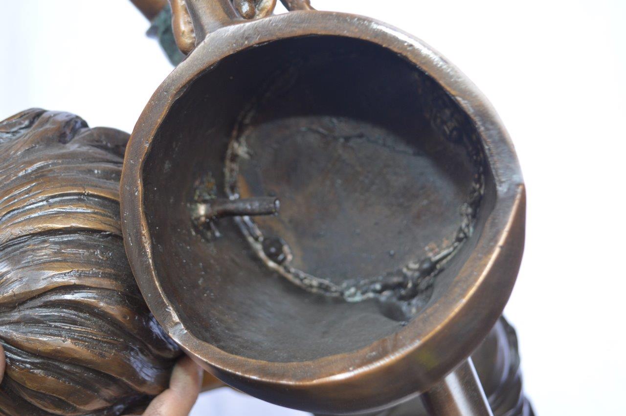 Young Boy Holding a Watering Can Bronze Fountain -  Size: 25"L x 17"W x 41"H.