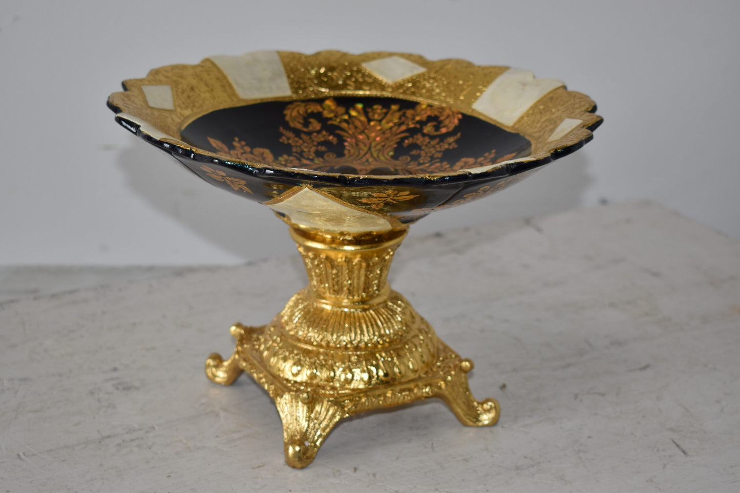 Open and Unique Kylix Decoration Resin Vase Size: 12" x 12" x 7"H