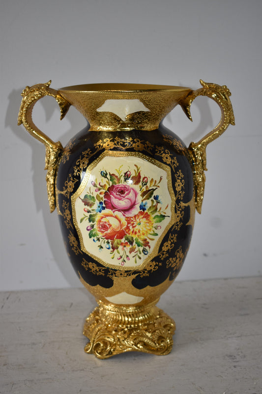 Floral Amphora Designed Decoration Resin Vase Size: 14" x 10" x 18"H