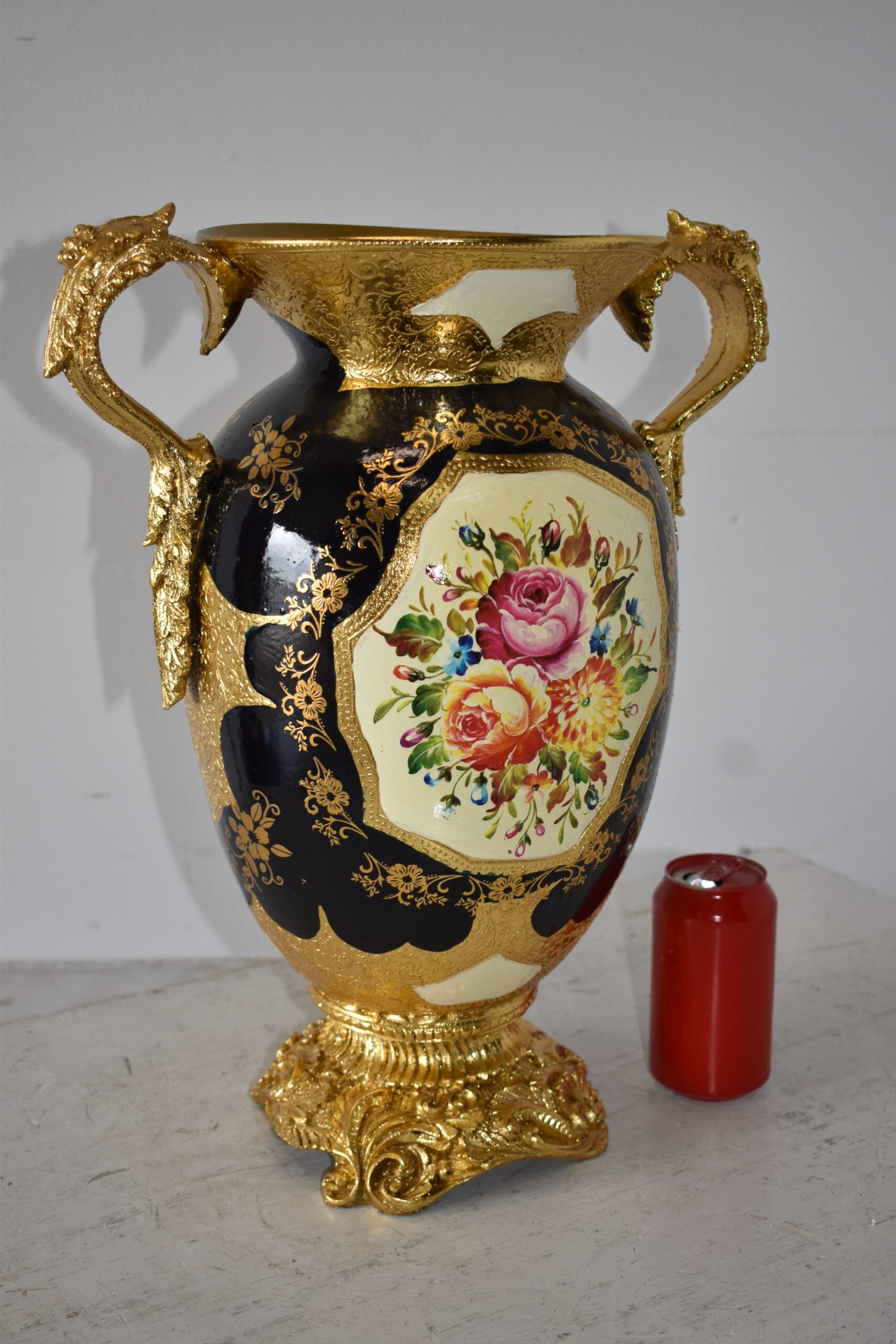 Floral Amphora Designed Decoration Resin Vase Size: 14" x 10" x 18"H