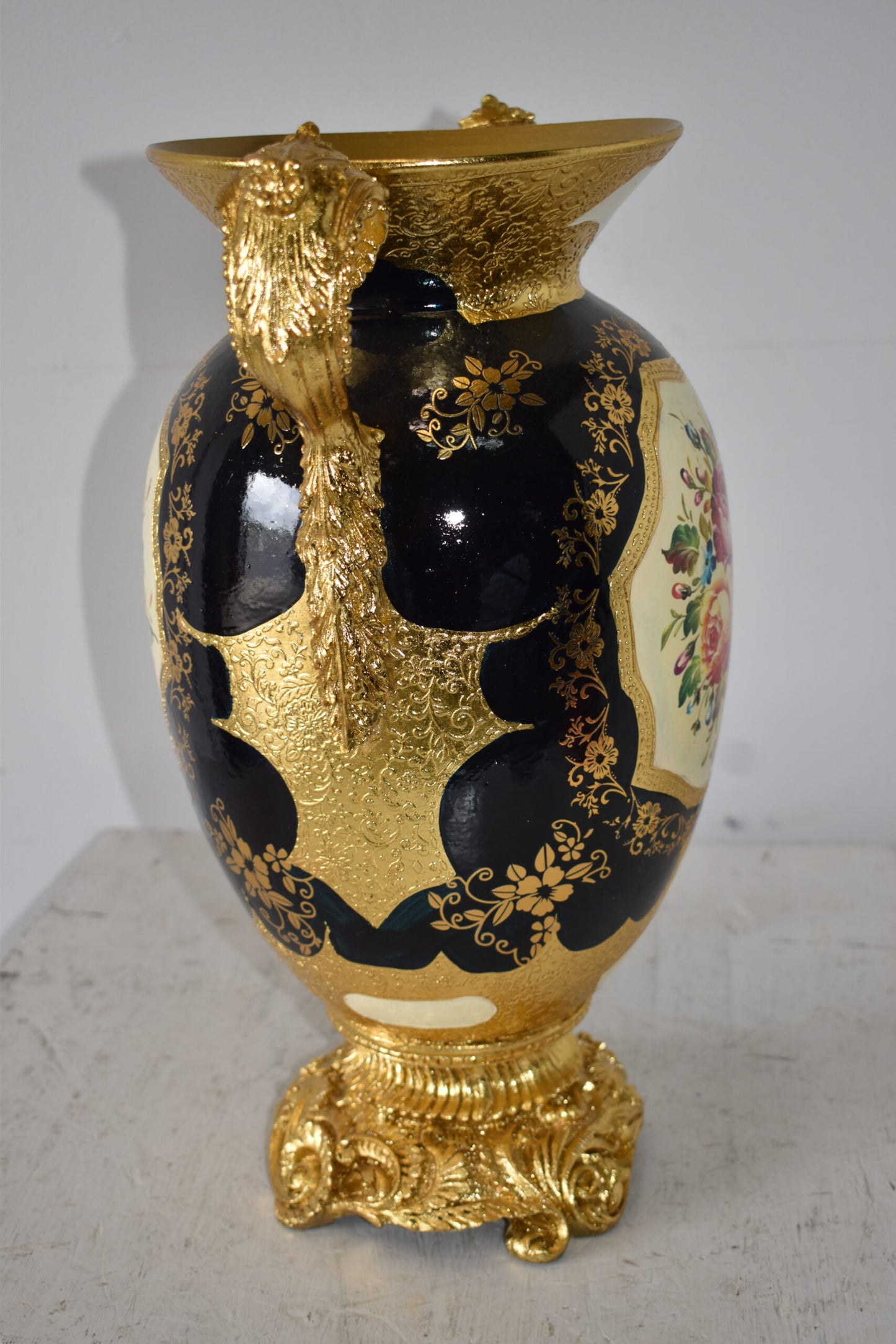 Floral Amphora Designed Decoration Resin Vase Size: 14" x 10" x 18"H