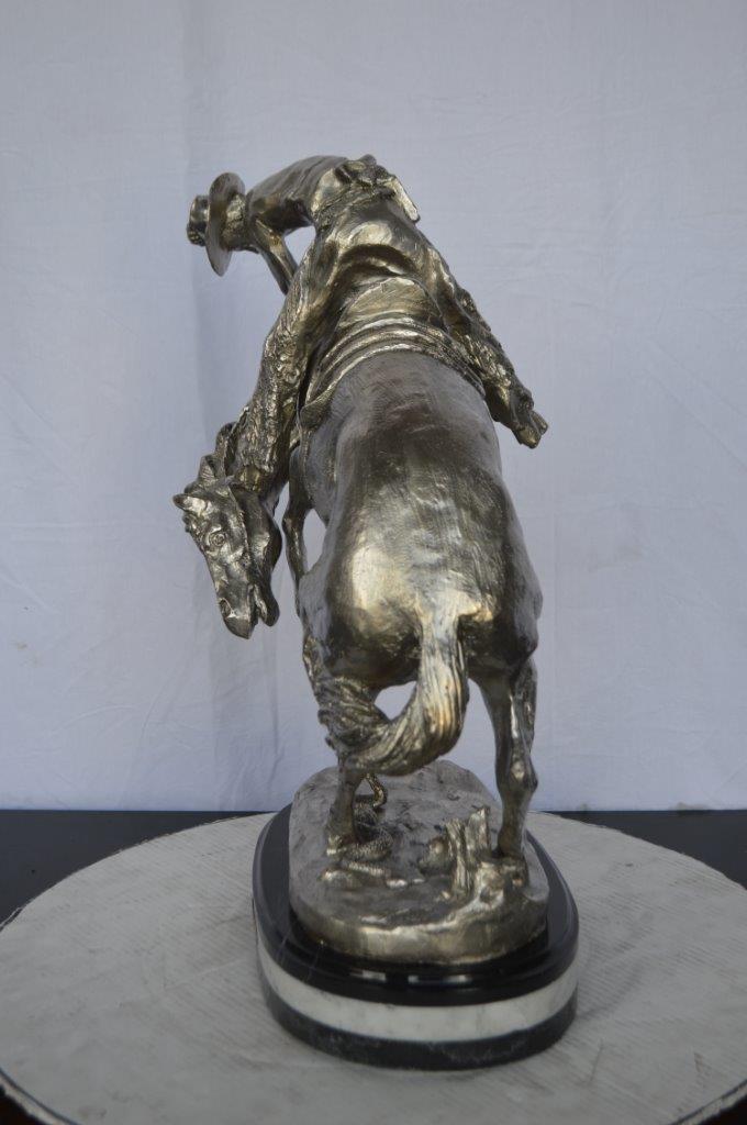 Remington Rattlesnake silver finish Bronze Statue - Size: 17"L x 11"W x 23"H.