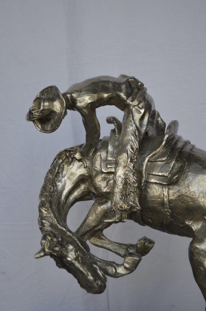 Remington Rattlesnake silver finish Bronze Statue -  Size: 17"L x 11"W x 23"H.