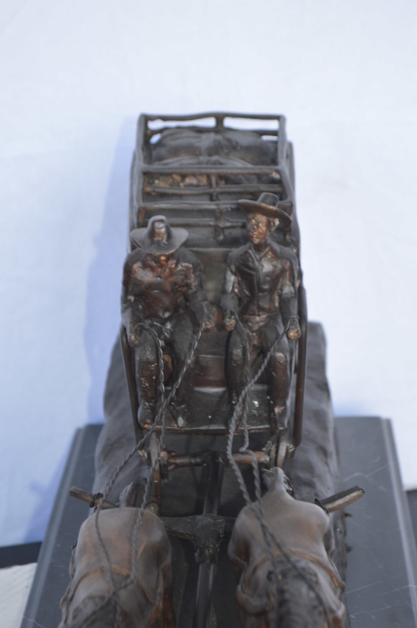 Stagecoach by M. Russell Replica Bronze Statue - Size: 38"L x 10"W x 12"H.