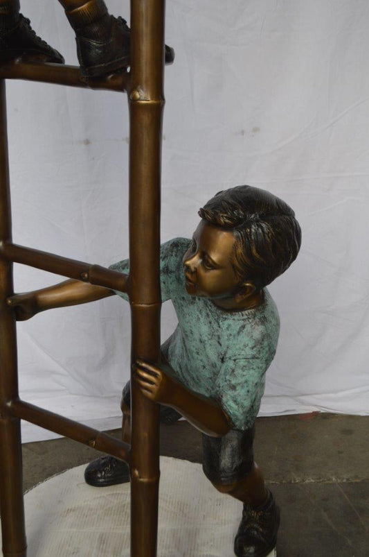 Kids Climbing a Ladder to Pick Apples from a Tree  -  Size: 34"L x 23"W x 80"H.