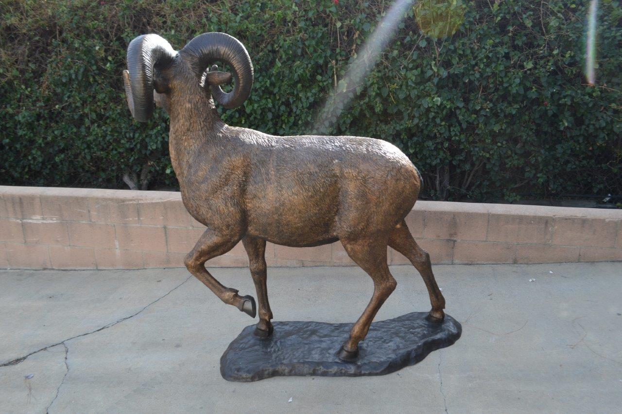 Big horn sheep giant bronze statue -  Size: 45"L x 22"W x 61"H.