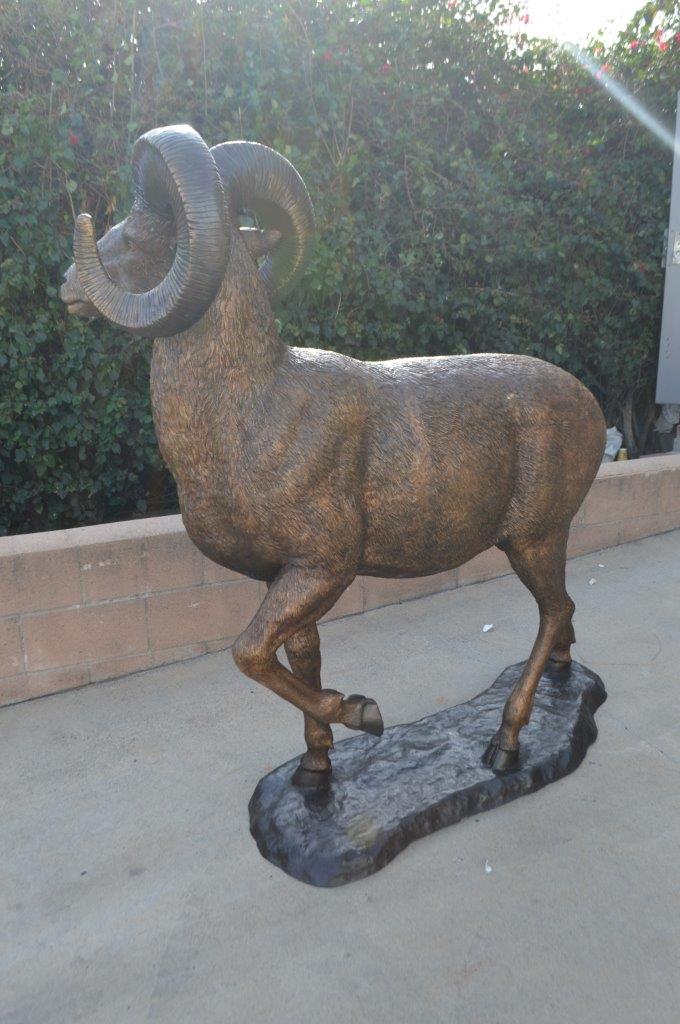 Big horn sheep giant bronze statue -  Size: 45"L x 22"W x 61"H.