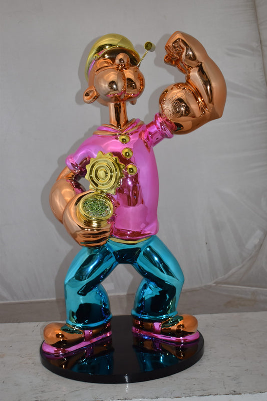 Popeye with Pink shirt Resin Statue Size: 18" x 16" x 31"H