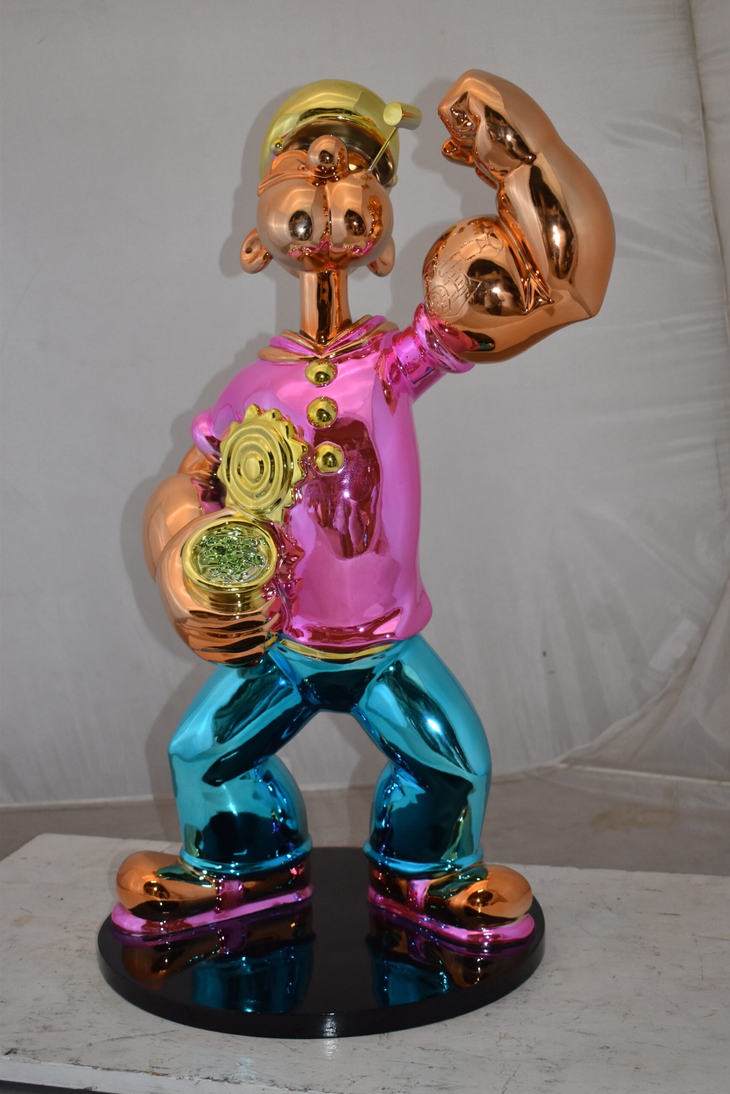 Popeye with Pink shirt Resin Statue Size: 18" x 16" x 31"H