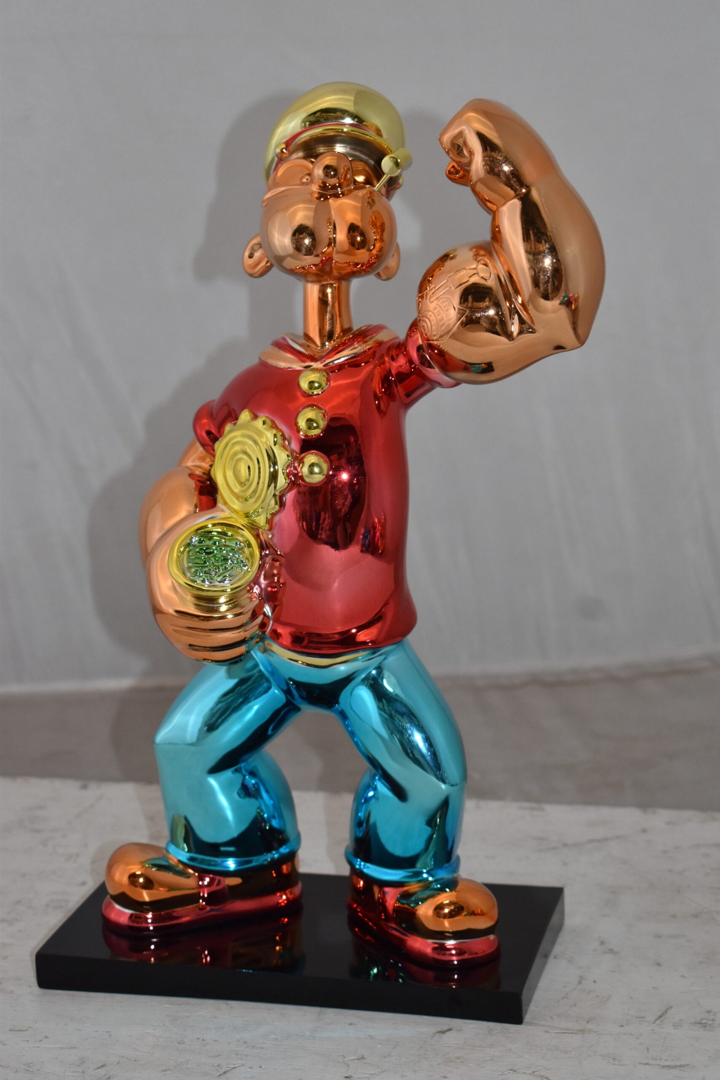 Iconic Red Popeye smaller Resin Statue Size: 11" x 6" x 17"H