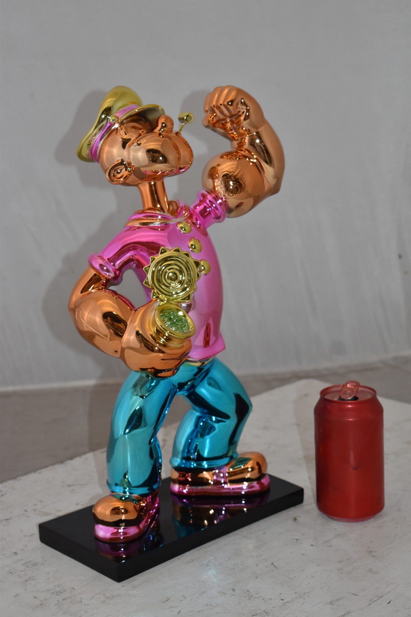 Iconic Pink Popeye smaller Resin Statue Size: 11" x 6" x 17"H