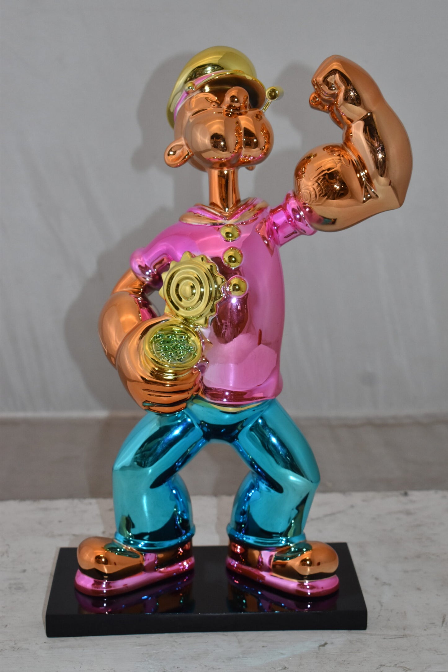 Iconic Pink Popeye smaller Resin Statue Size: 11" x 6" x 17"H