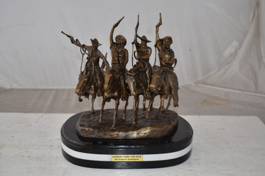 Coming Thru the Rye Remington Replica Bronze Statue Size: 13" x 12" x 14"H