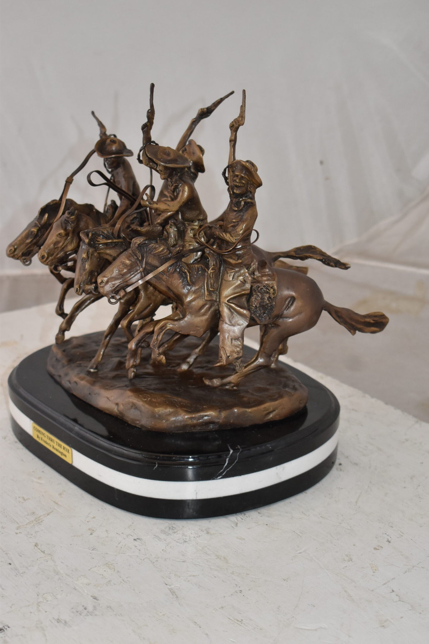 Coming Thru the Rye Remington Replica Bronze Statue Size: 13" x 12" x 14"H