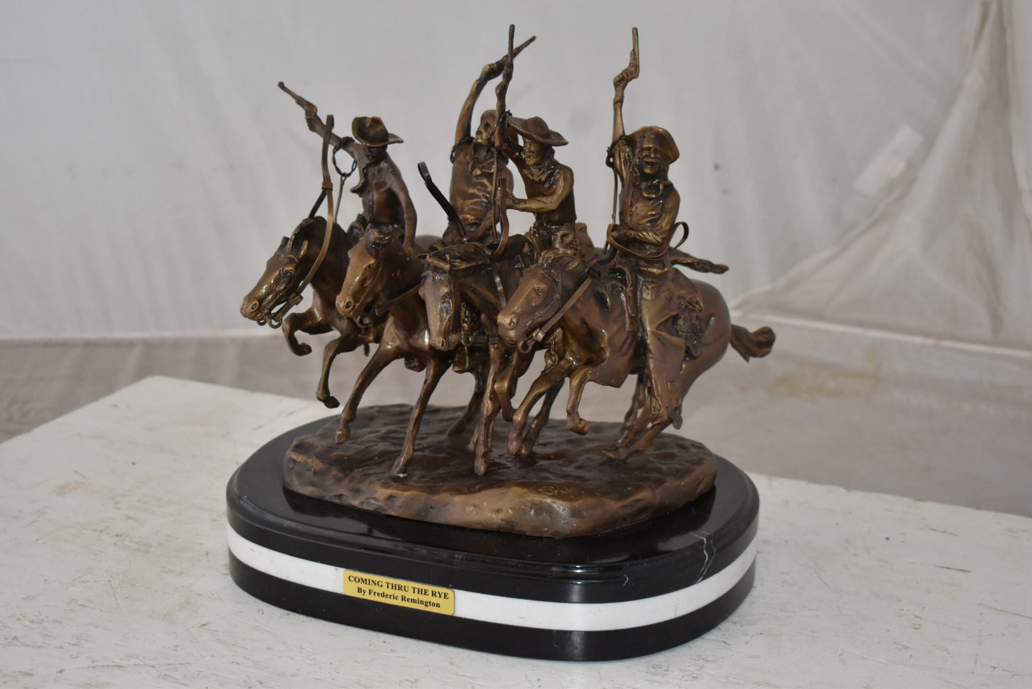 Coming Thru the Rye Remington Replica Bronze Statue Size: 13" x 12" x 14"H