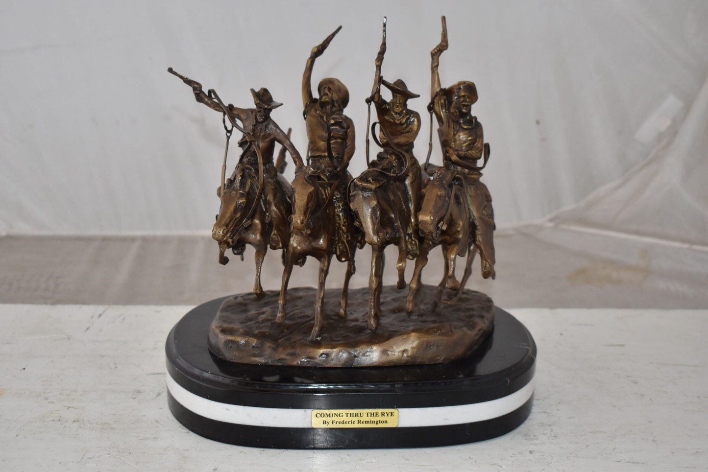 Coming Thru the Rye Remington Replica Bronze Statue Size: 13" x 12" x 14"H