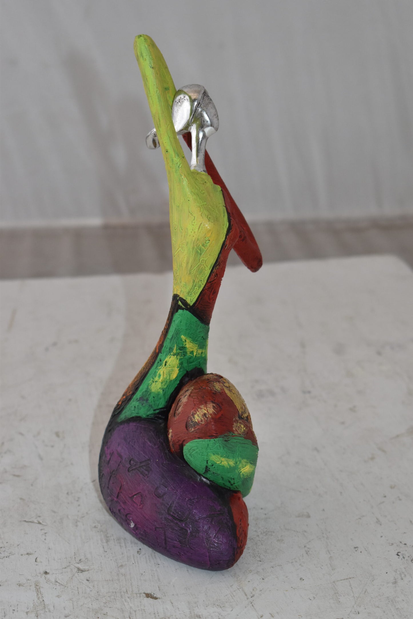 Multicolor Stretching Woman Resin Statue Size: 5" x 4" x 10"H