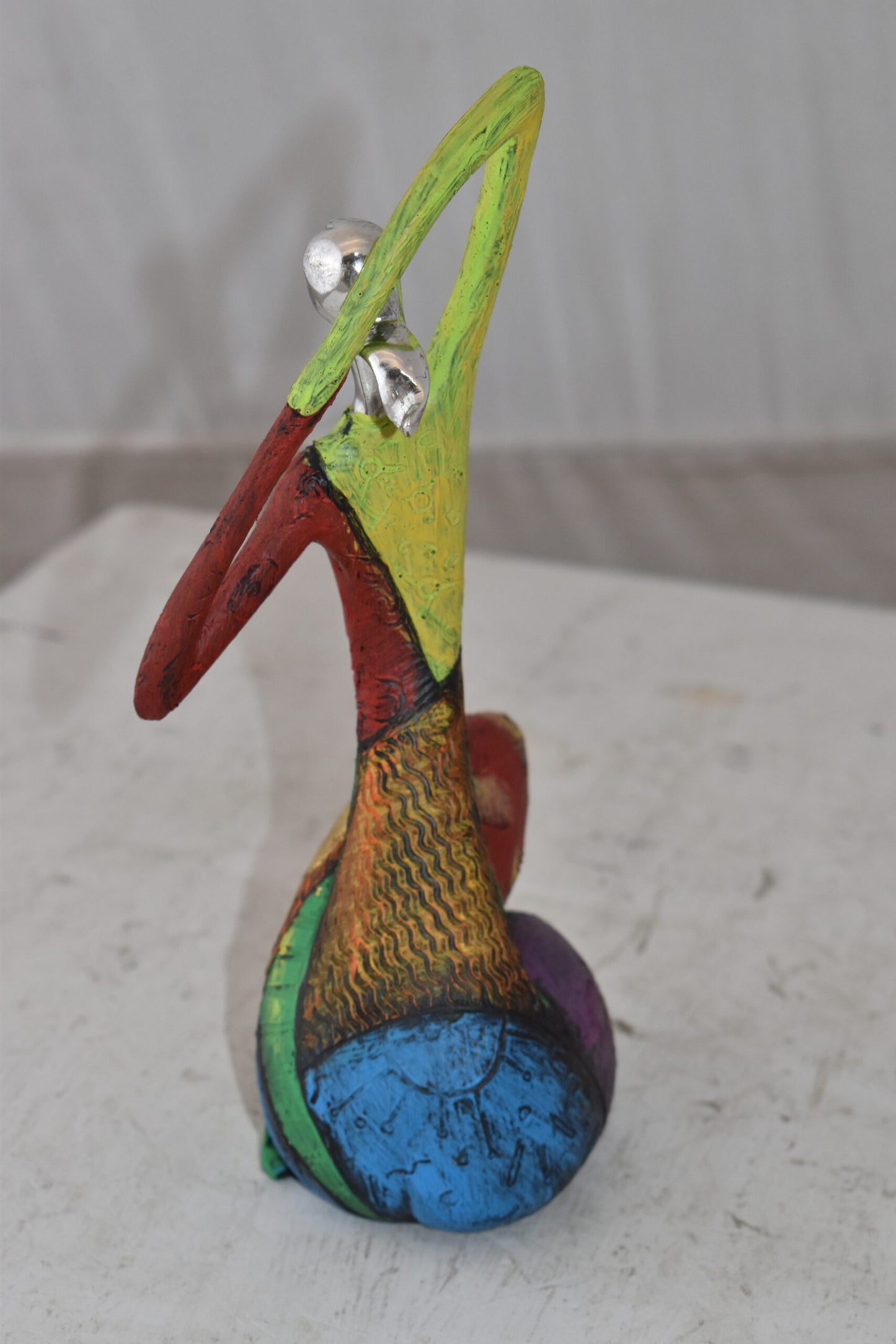 Multicolor Stretching Woman Resin Statue Size: 5" x 4" x 10"H
