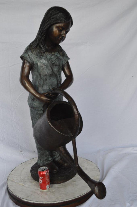 Girl gardening bronze statue - fountain -  Size: 27"L x 14"W x 41"H.