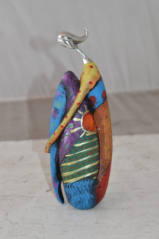 Cradled Woman with Silver Head Resin Statue Size: 3" x 3" x 10"H