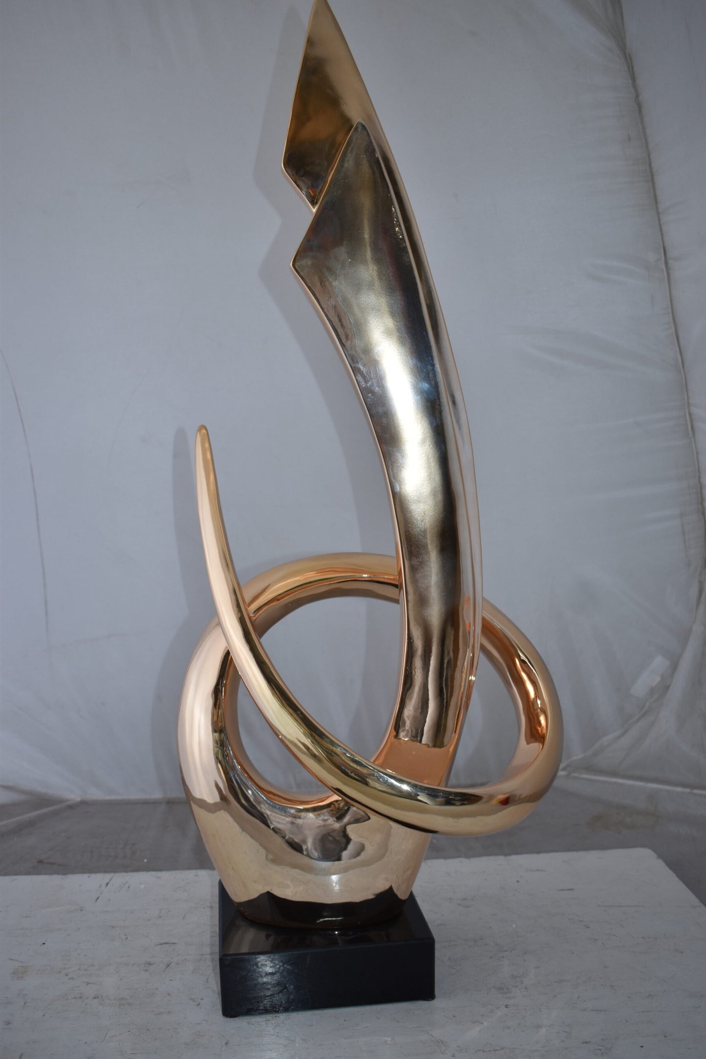 Unique Abstract Rose Gold Resin Statue Size: 11" x 15" x 37"H