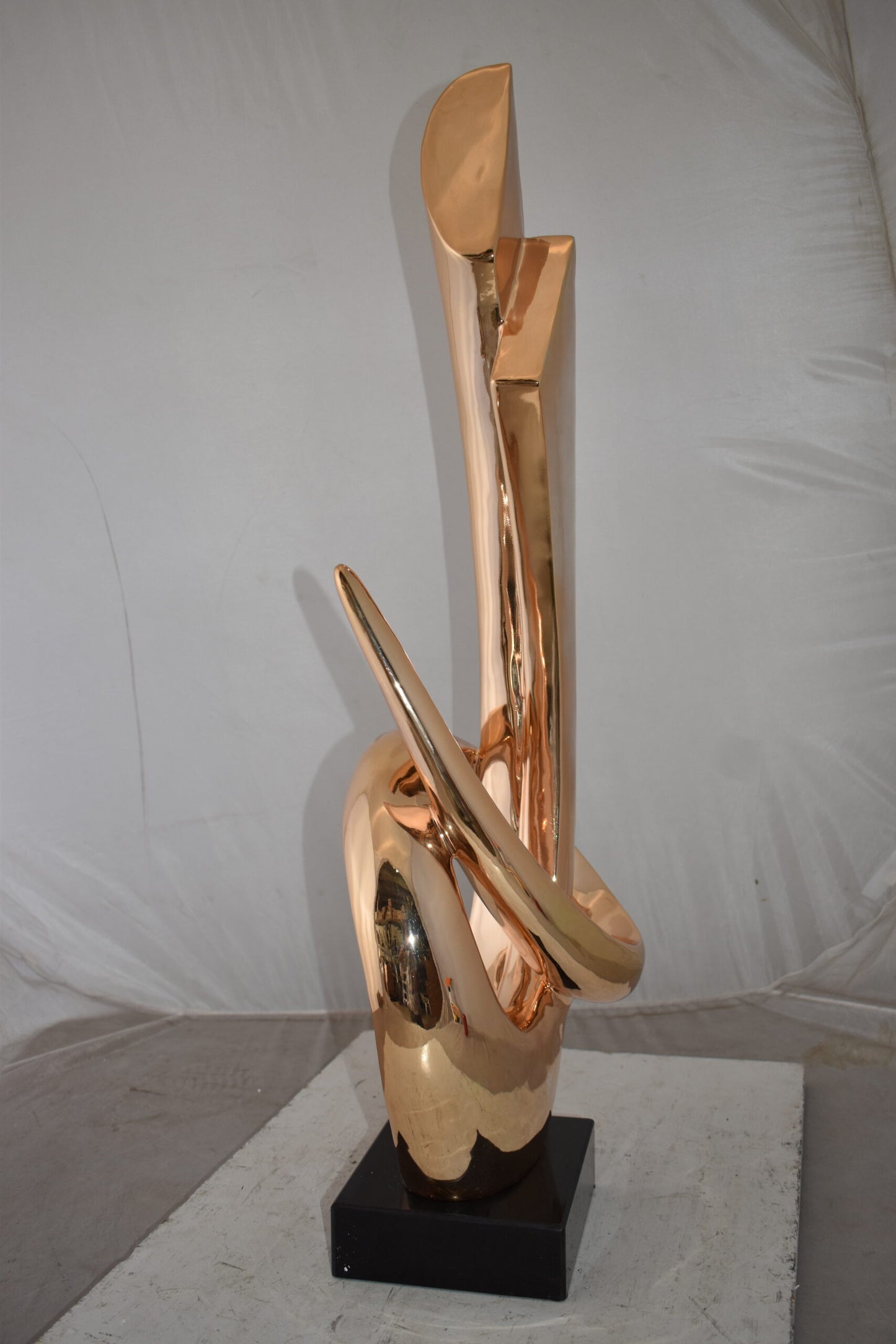 Unique Abstract Rose Gold Resin Statue Size: 11" x 15" x 37"H