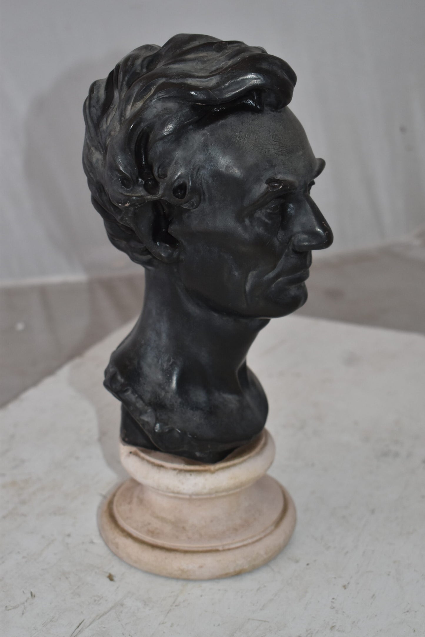 Replica of Abraham Lincoln by Leonardo Volk Plaster Cast Statue 6" x 7" x 13"H