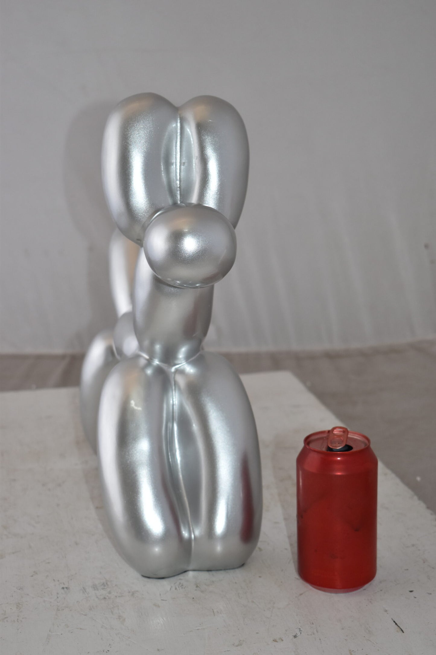 Silver Finish Balloon Dog Statue Made of Resin Size: 16" x 6" x 15"H
