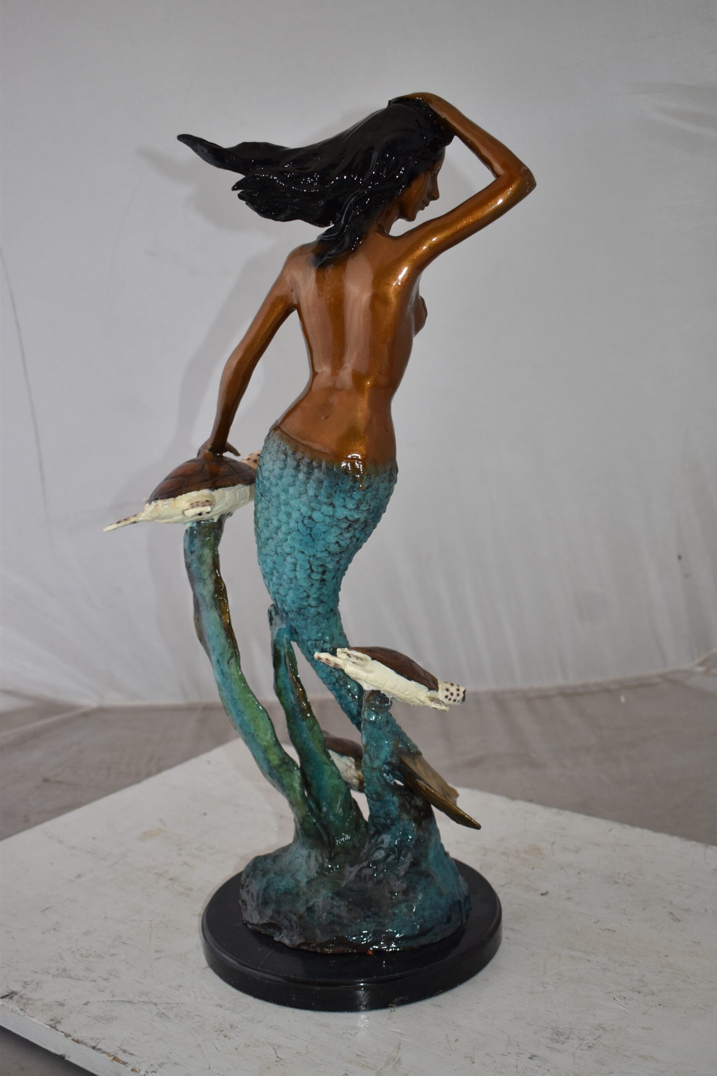 Mermaid and Turtles At Sea Bronze Statue Size: 14" x 9" x 24"H