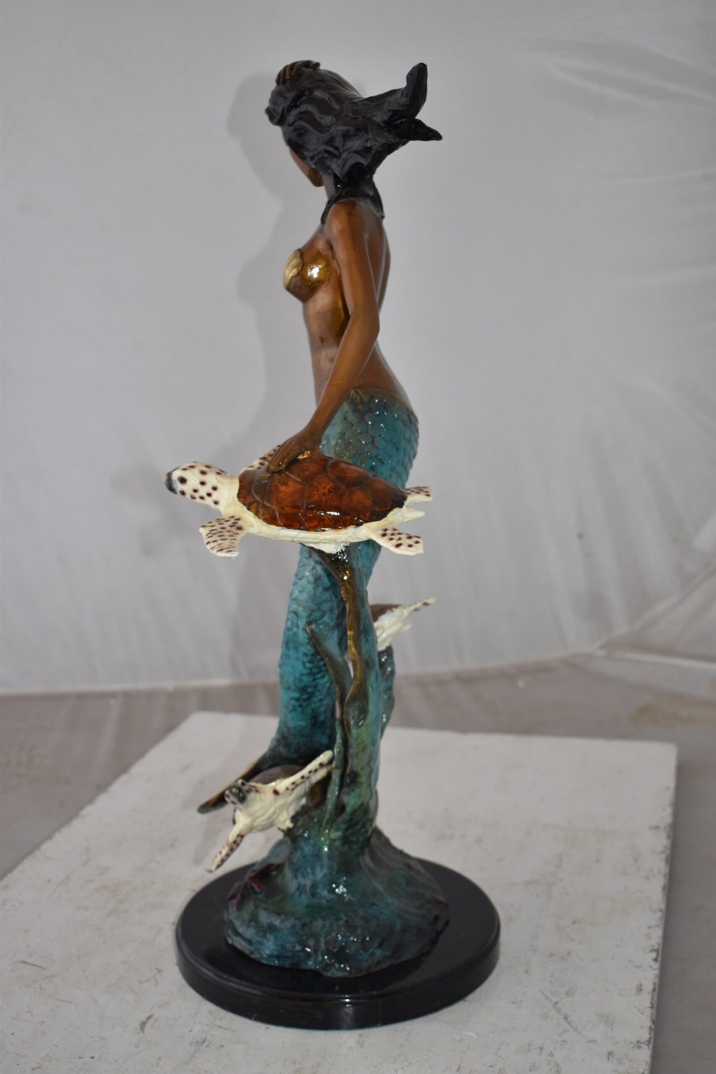 Mermaid and Turtles At Sea Bronze Statue Size: 14" x 9" x 24"H