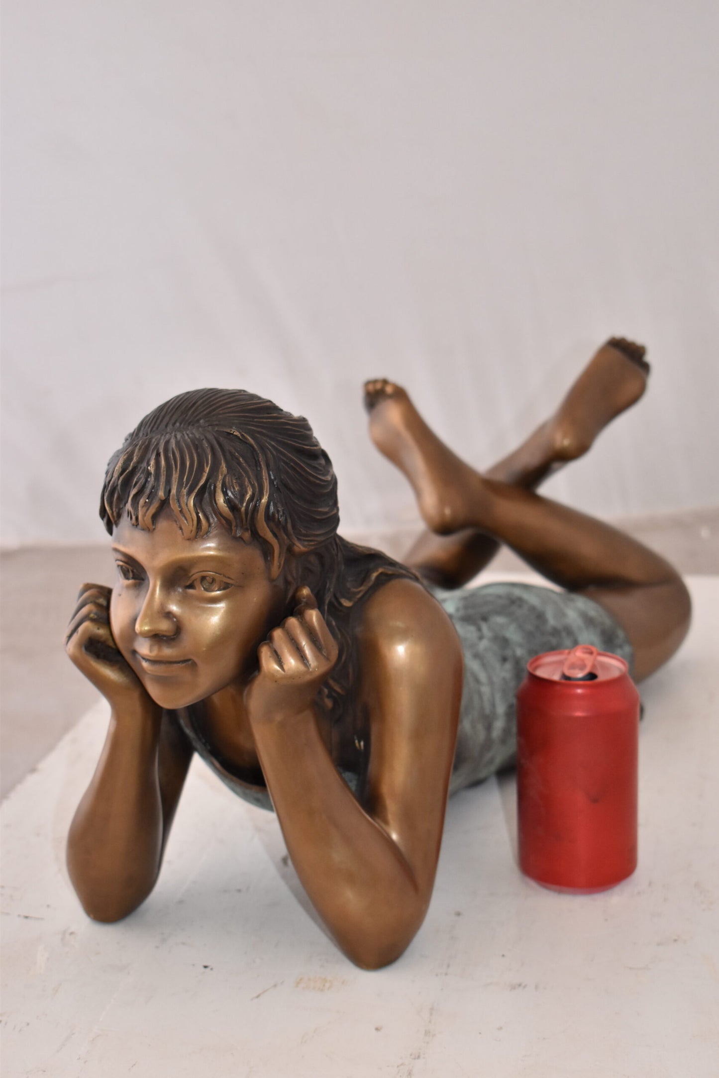 Young Girl Reflecting Calmy Bronze Statue Size: 24" x 9" x 12"H