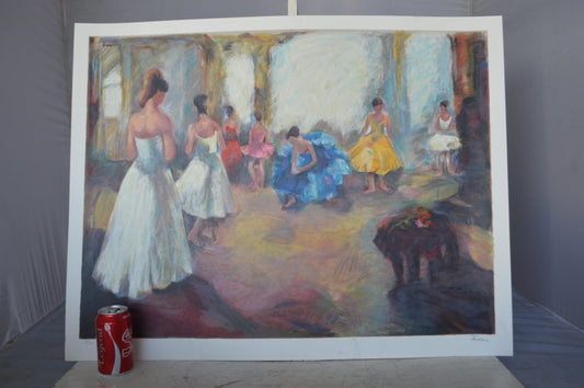 Dancing Lesson serigraph by Hedva Firenci -  Size: 33"L x 25"W