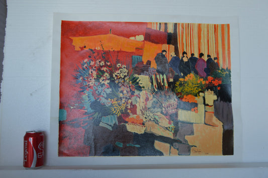 La Vie en Rouge Serigraph by Claude Fauchere - Size: 25"L x 19"W